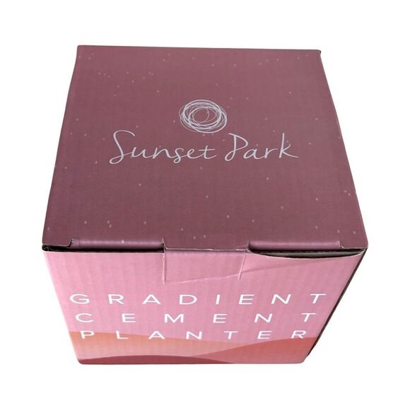 NEW Artisan Colorful  Ombre Gradient Cement Planter by Sunset Park Pink Yellow - Picture 3 of 5